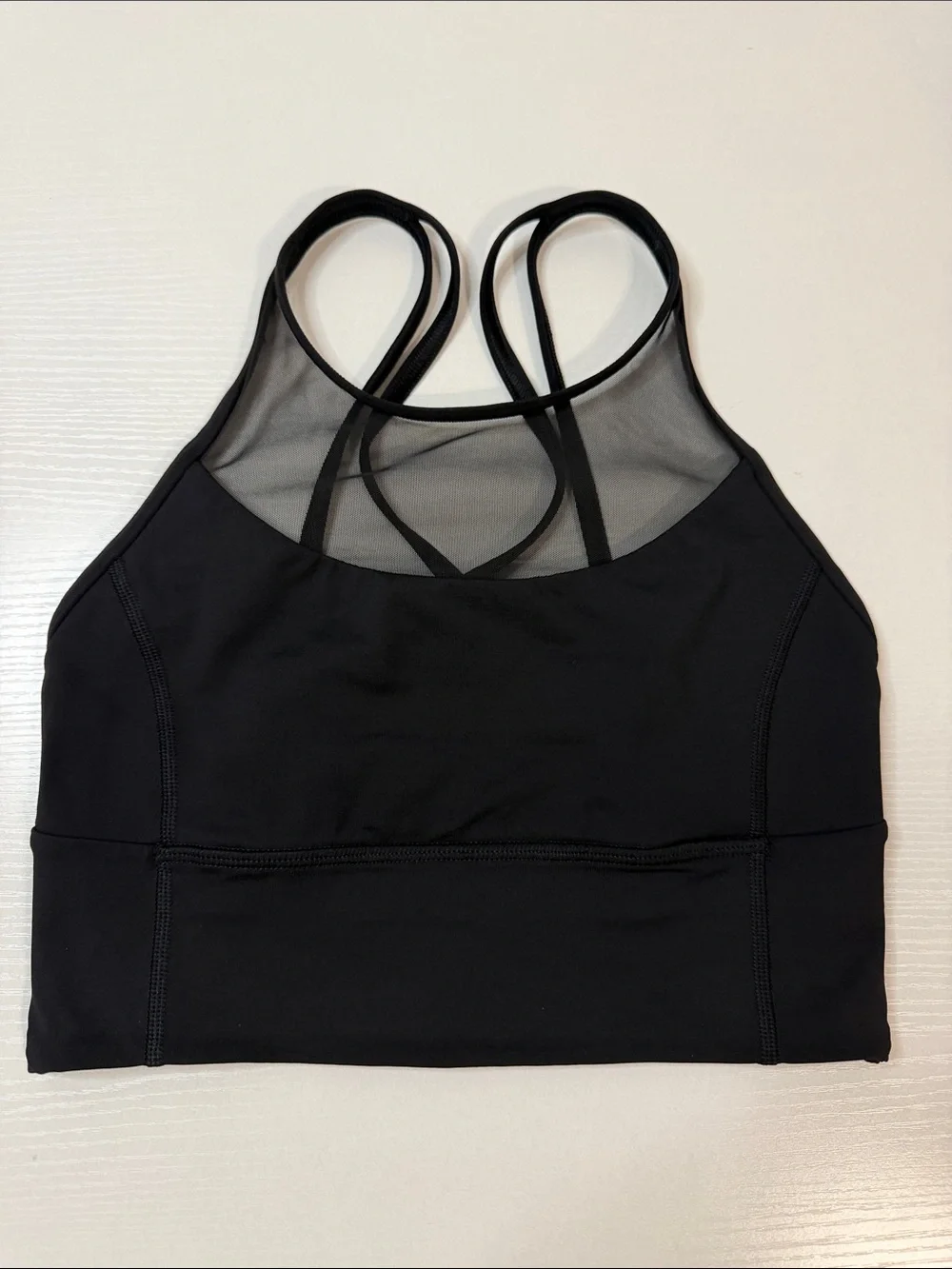 Lululemon Clip-In Long Line Bra - Black - Luxtreme Mesh High Neck